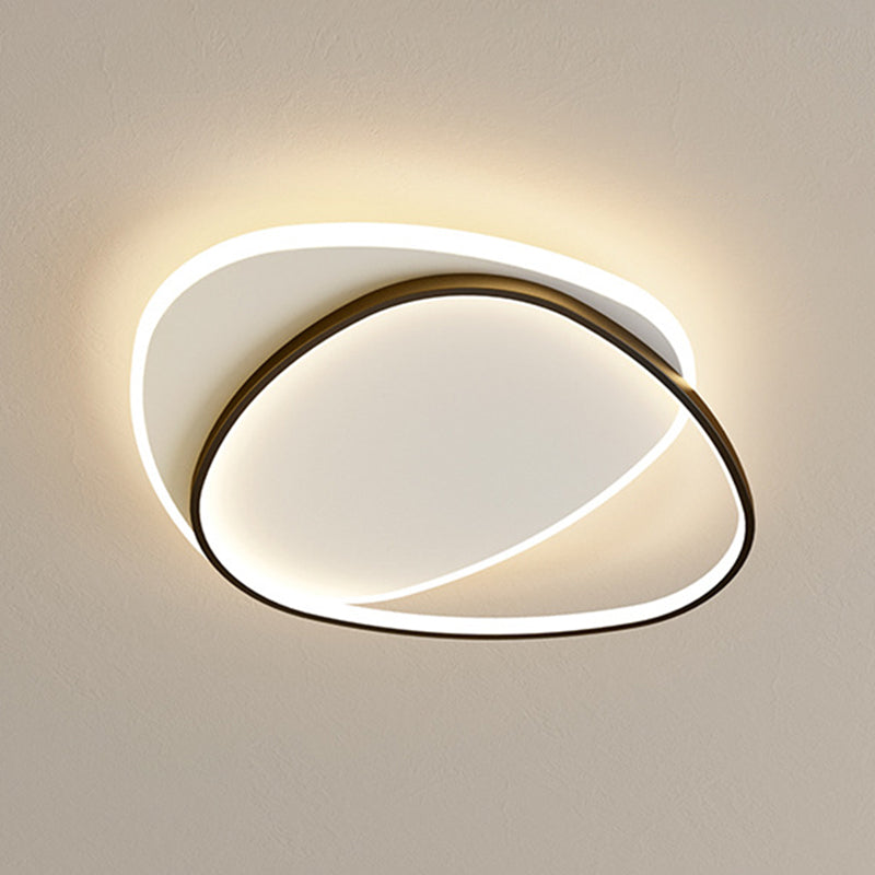 Moderne, beknopte ovale LED-plafondlamp van smeedijzer, inbouw met acrylkap