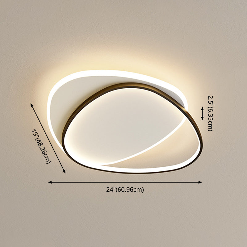 Moderne, beknopte ovale LED-plafondlamp van smeedijzer, inbouw met acrylkap