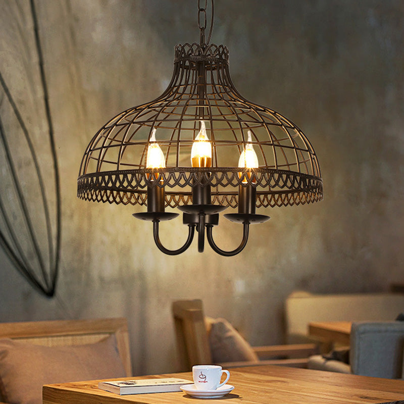 Kooi -vormig restaurant kroonluchter lamp armatuur industrieel metalen zwarte hanglamp lichter