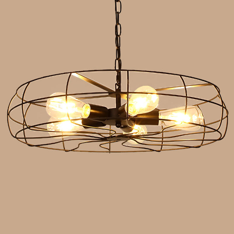 Lámpara de lámpara de restaurantes en forma de jaula de lámpara de metal industrial lámpara colgante negra