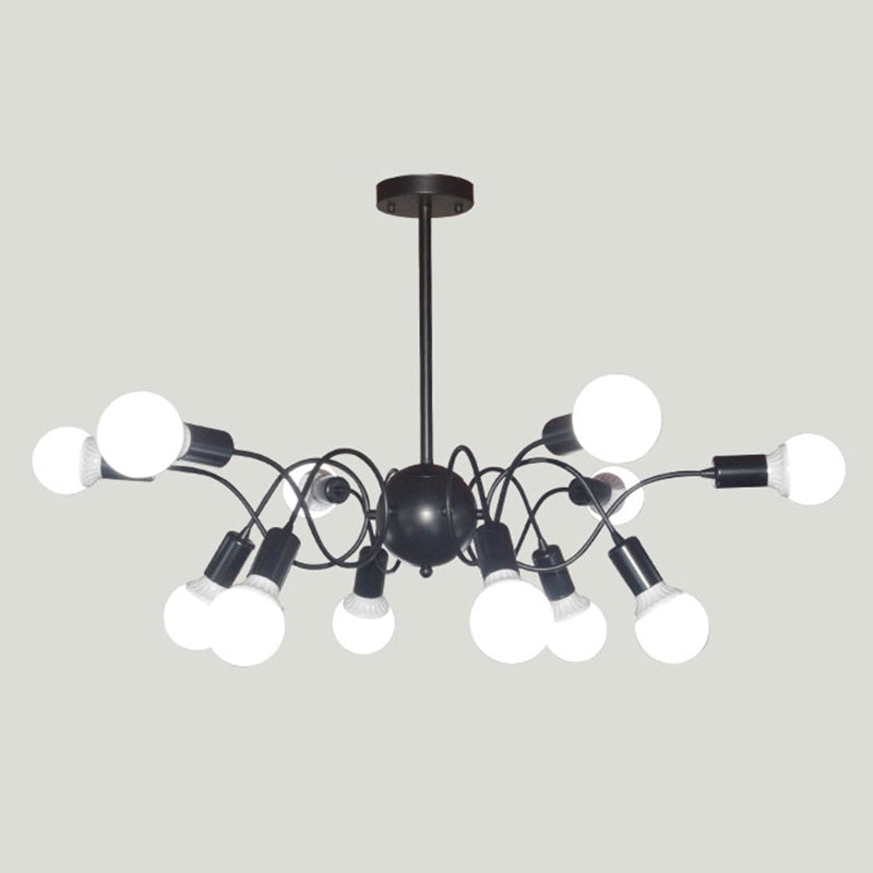 Chandelier Pendant Light Minimalist Style Exposed Bulb Metal Hanging Pendant Light