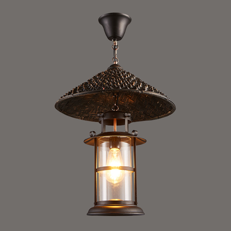 Industrial Style Shaded Pendant Lighting Fixture Metal Hanging Pendant Light in Black