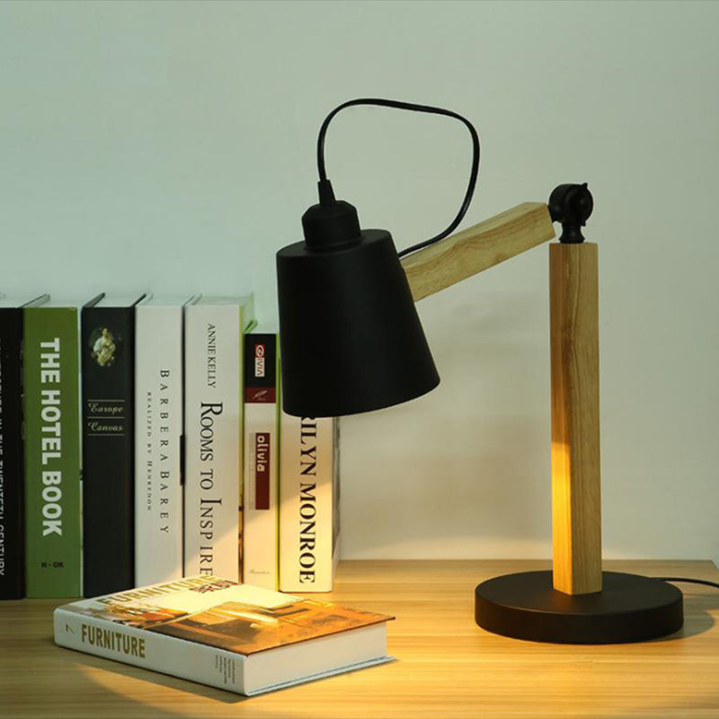 Lampe à étude nordique ombragée en métal 1 table de chambre à coucher lumine