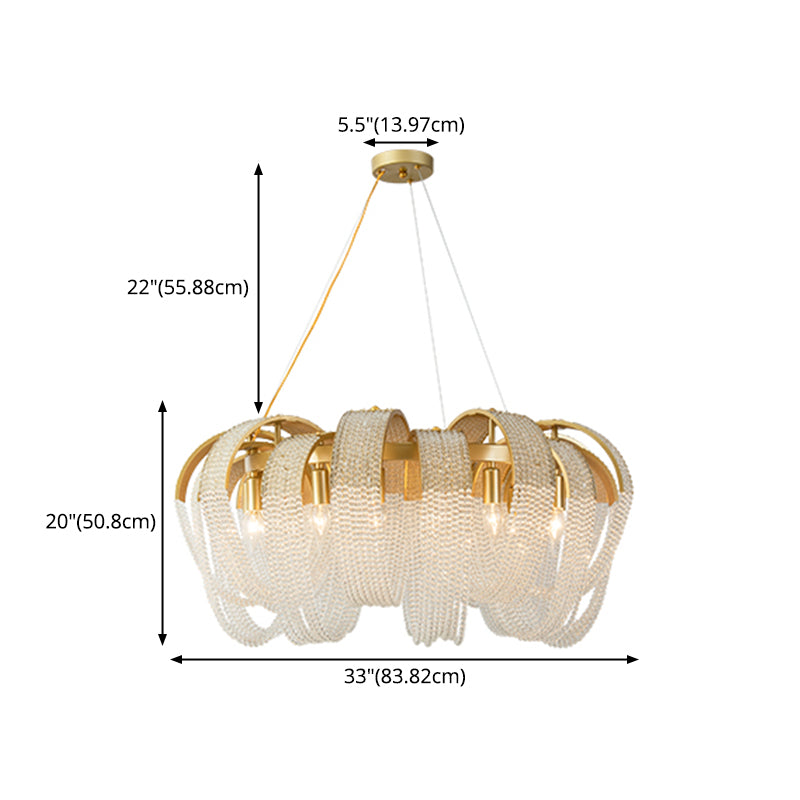 Gold Crystal Pendant Light in Modern Luxury Style Wrought Iron Hanging Lamp for Living Room