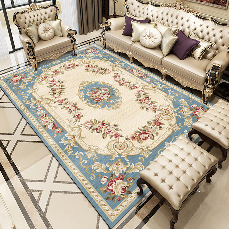 Multi-Color Vintage Area Rug Decorative Flower Print Carpet Friendly Washable Rug for Living Room