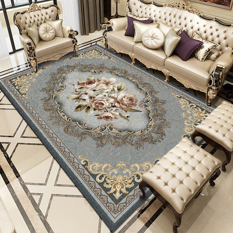 Multi-Color Vintage Area Rug Decorative Flower Print Carpet Friendly Washable Rug for Living Room