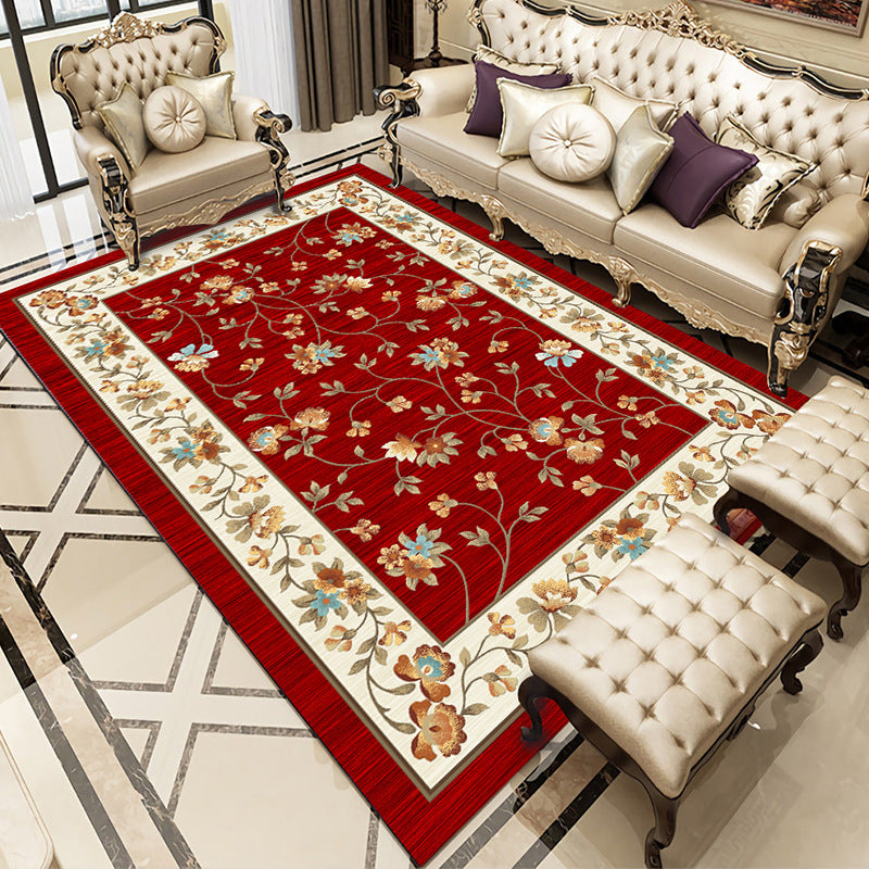 Multi-Color Vintage Area Rug Decorative Flower Print Carpet Friendly Washable Rug for Living Room