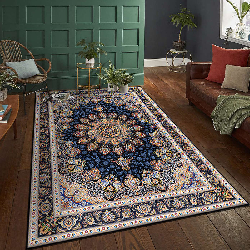 Traditional Persian Area Rug Glam Floral Printed Carpet Stain Resistant Carpet for Home Decor