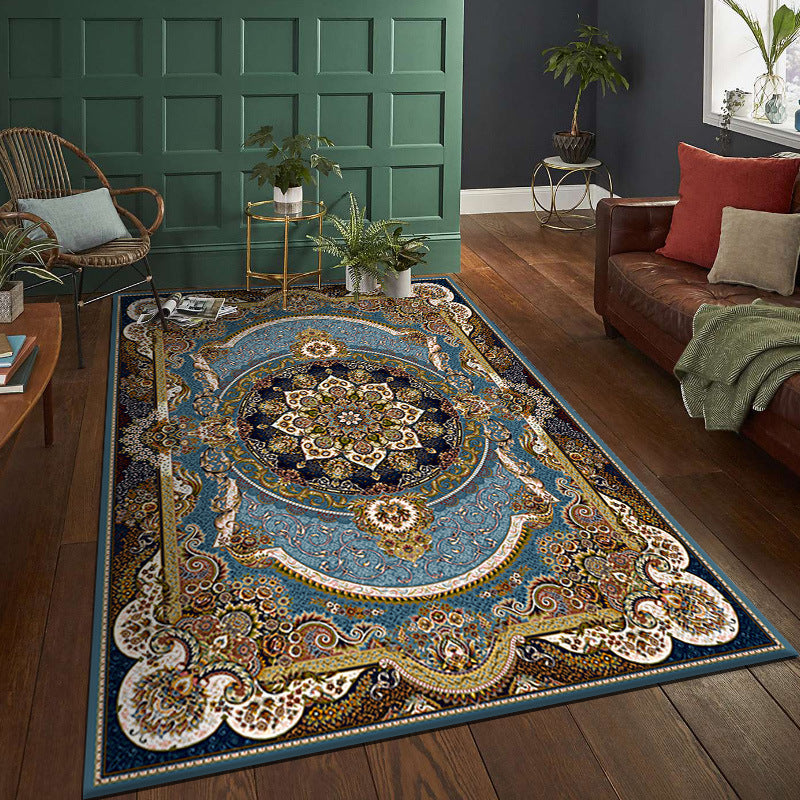 Traditional Persian Area Rug Glam Floral Printed Carpet Stain Resistant Carpet for Home Decor