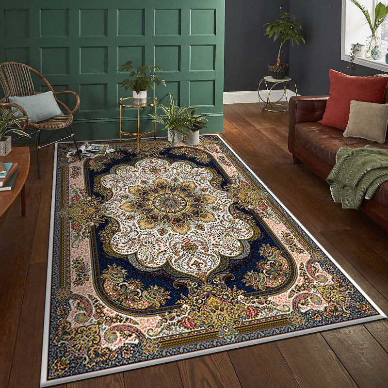 Traditional Persian Area Rug Glam Floral Printed Carpet Stain Resistant Carpet for Home Decor