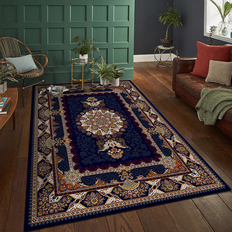 Traditional Persian Area Rug Glam Floral Printed Carpet Stain Resistant Carpet for Home Decor