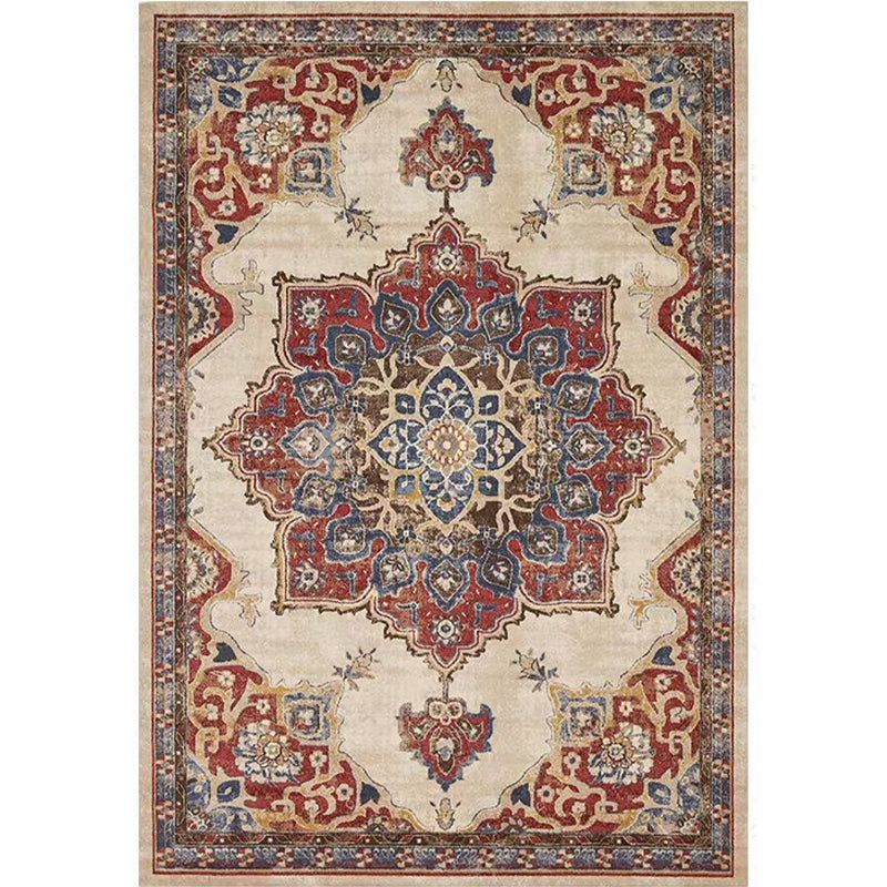 Aesthetic Moroccan Indoor Rug Antique Polyester Area Carpet Stain Resistant Carpet for Living Room