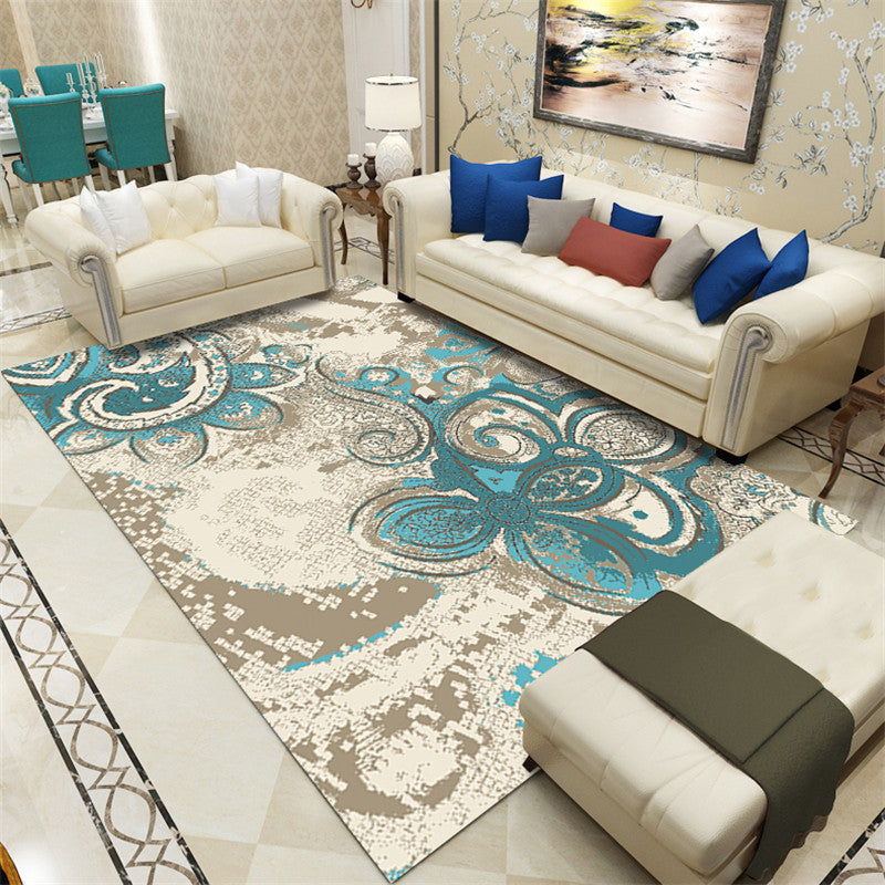 Shabby Chic Area Rug Traditional Flower Print Carpet Anti-Slip Backing Area Carpet for Living Room