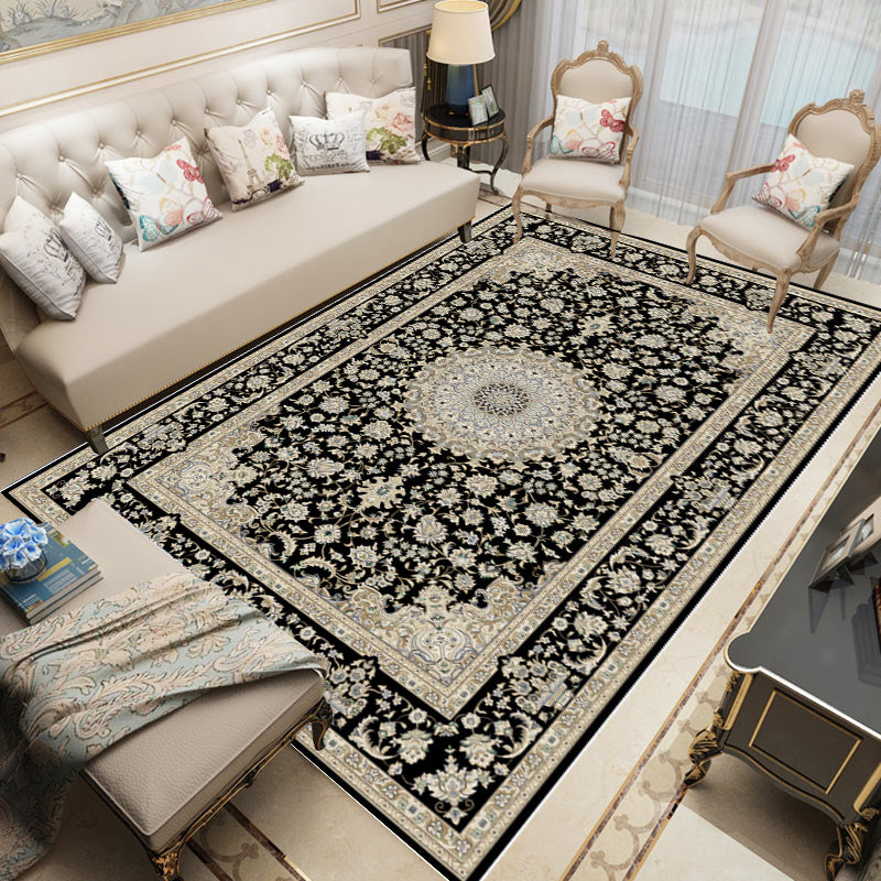 Distinctive Nostalgia Area Rug Victoria Floral Printed Rug Non-Slip Backing Carpet for Living Room