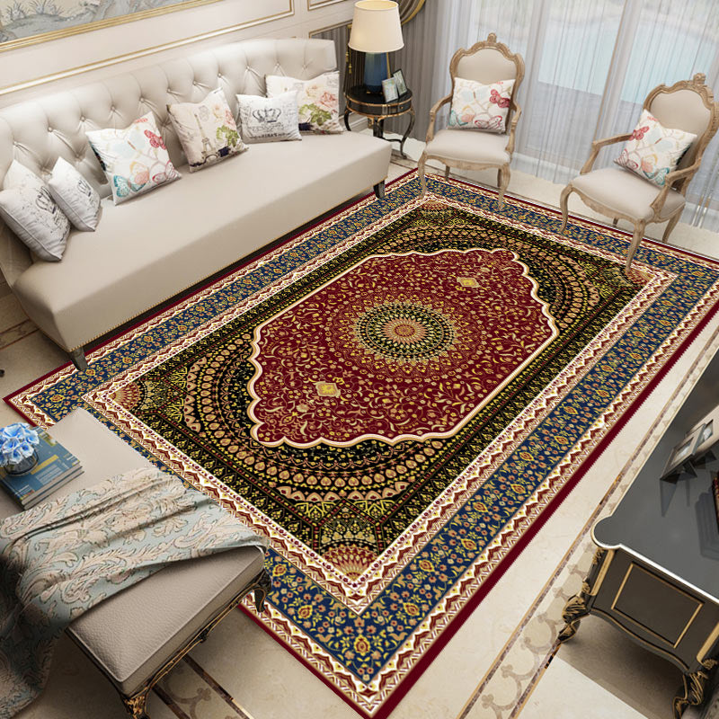 Distinctive Nostalgia Area Rug Victoria Floral Printed Rug Non-Slip Backing Carpet for Living Room