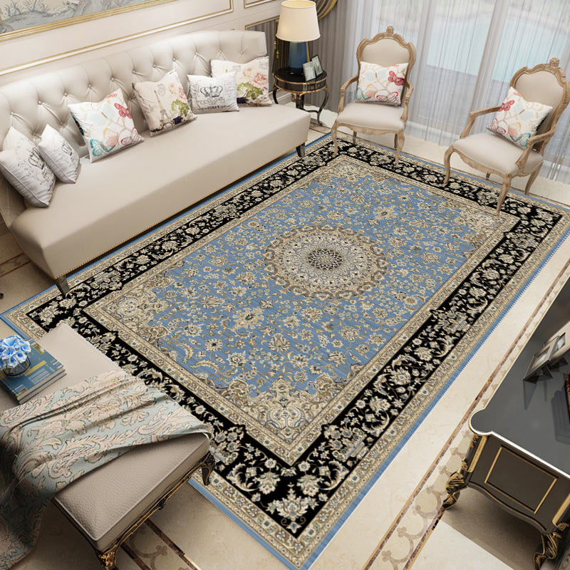 Distinctive Nostalgia Area Rug Victoria Floral Printed Rug Non-Slip Backing Carpet for Living Room