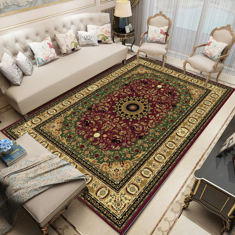 Distinctive Nostalgia Area Rug Victoria Floral Printed Rug Non-Slip Backing Carpet for Living Room