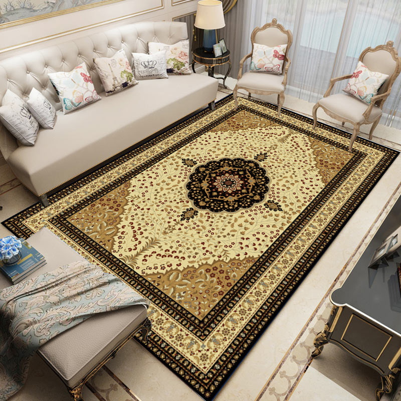 Distinctive Nostalgia Area Rug Victoria Floral Printed Rug Non-Slip Backing Carpet for Living Room