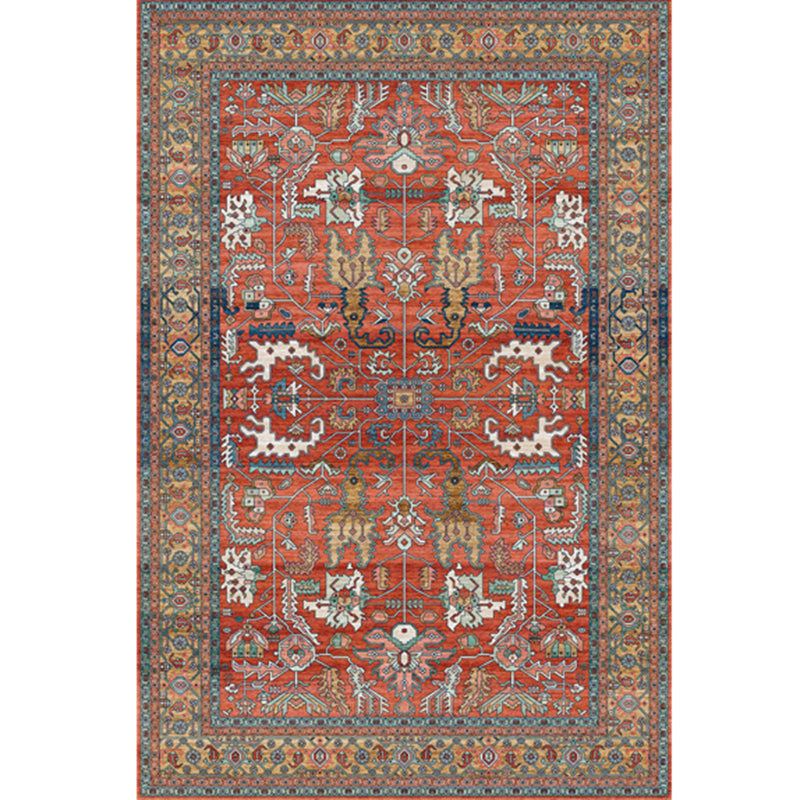 Classic Moroccan Area Rug Antique Floral Printed Carpet Anti-Slip Backing Rug for Home Decoration