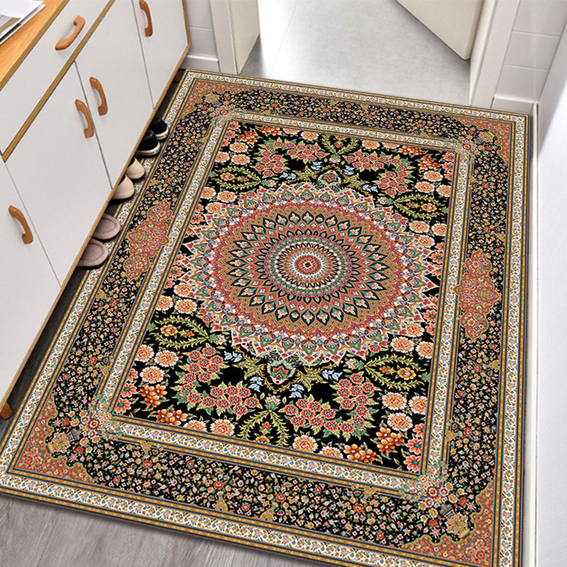 Traditional Home Decoration Carpet Symmetry Print Polyester Indoor Rug Stain Resistant Area Carpet