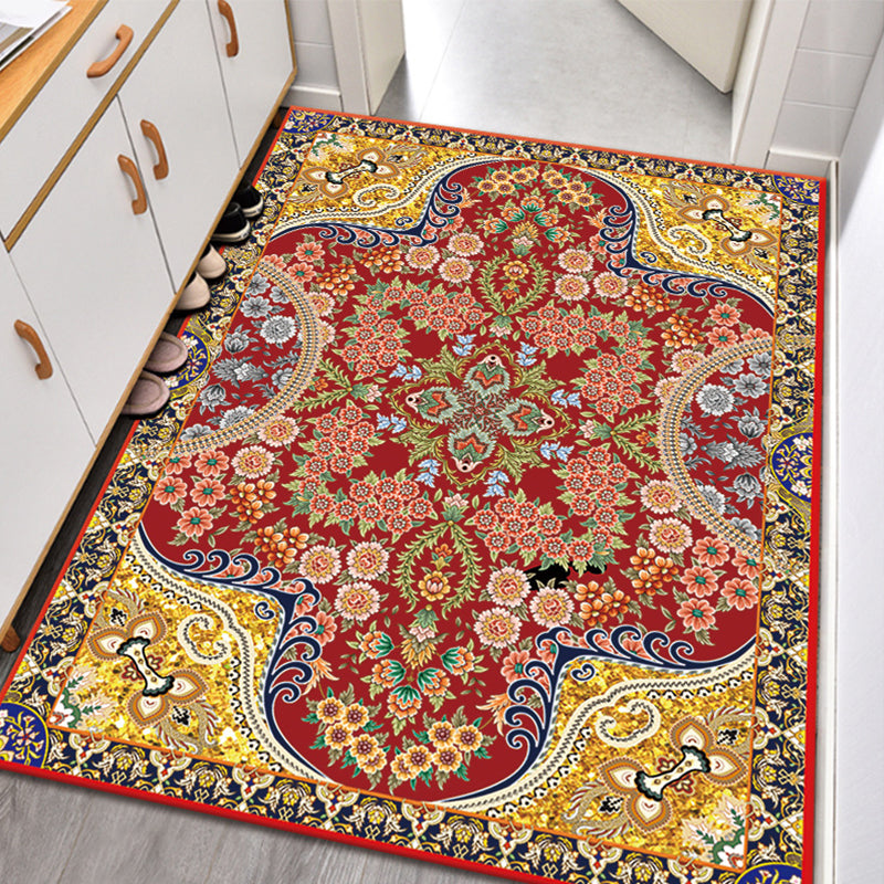 Traditional Home Decoration Carpet Symmetry Print Polyester Indoor Rug Stain Resistant Area Carpet