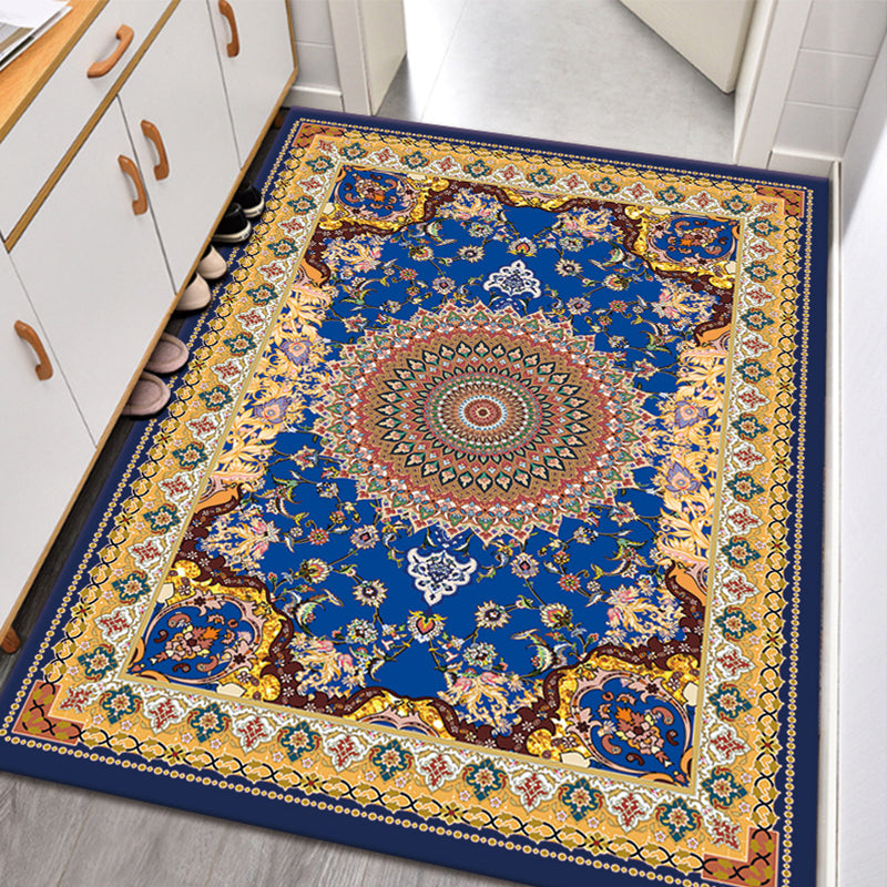 Vintage Symmetry Print Area Rug Polyester Tapijt Non-Slip Backing Indoor Tapijt voor de woonkamer