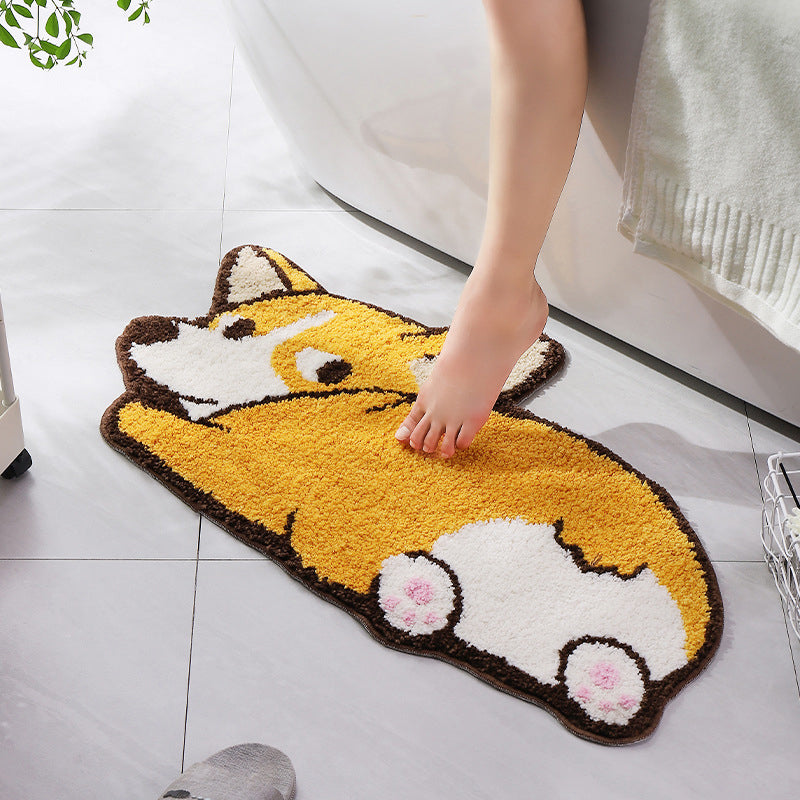 Gelbe Schlafzimmer Teppich Tiermuster Polyester Teppich Waschbarer Anti-Schlupfteppich