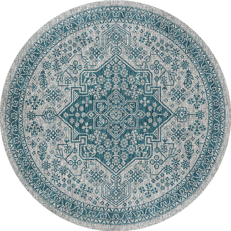 Blue Shabby Chic Area Rug Polyester Tribal Pattern Area Carpet Easy Care Rug for Home Decor