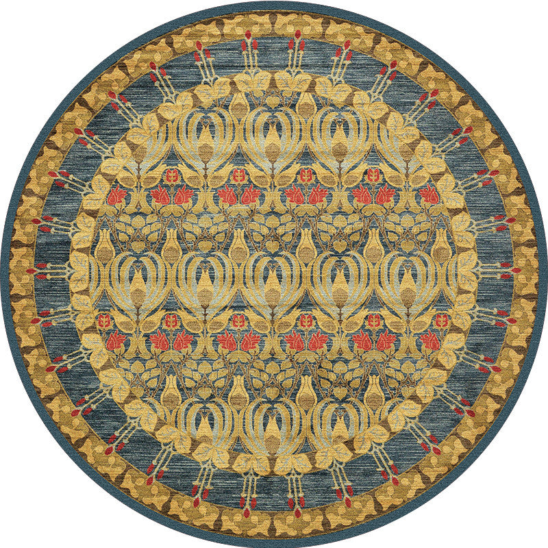 Blue Shabby Chic Fläche Teppich Polyester Stammesmuster Fläche Teppich Easy Care Teppich für Wohnkultur