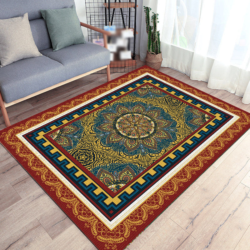 Victorian Tribal Totem Area Carpet Polyester Carpet Non-Slip Backing Indoor Rug for Living Room