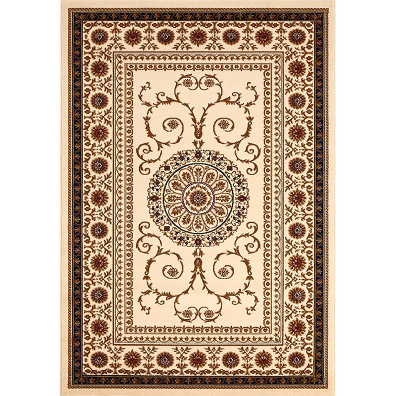 Shabby Chic Red Carpet Antique Pattern Polyester Area Rug Non-Slip Backing Rug for Home Decor