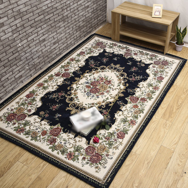 Multicolored Traditional Rug Flower Print Gorgeous Carpet Anti-Slip Carpet for Living Room