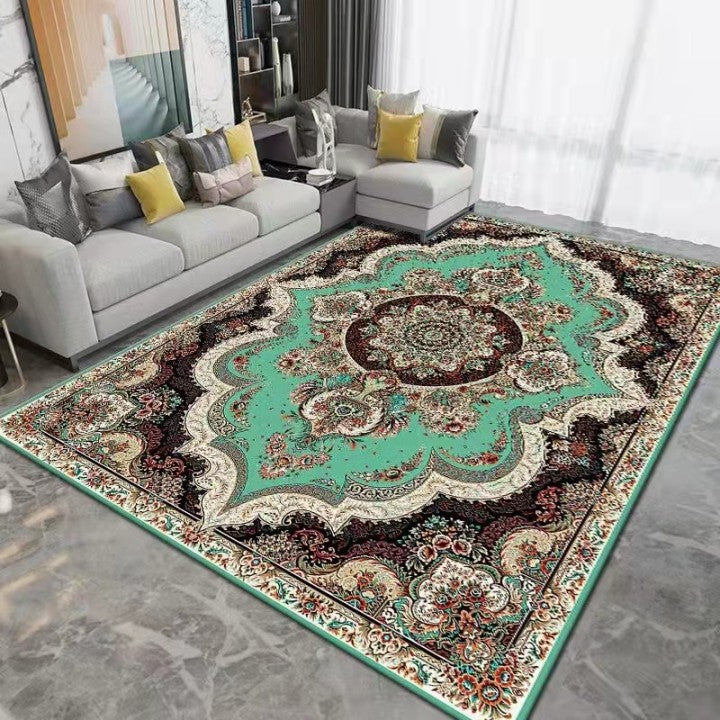 Colorful Mid-Century Area Rug Artistic Floral Printed Rug Friendly Washable Carpet for Home Decor