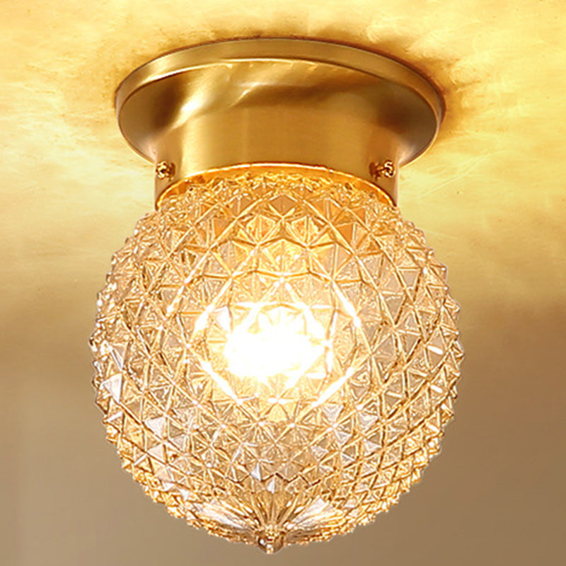 Shaded Glass Ceiling Mount Light Fixture Traditional Aisle Ceiling Mounted Fixture in Gold