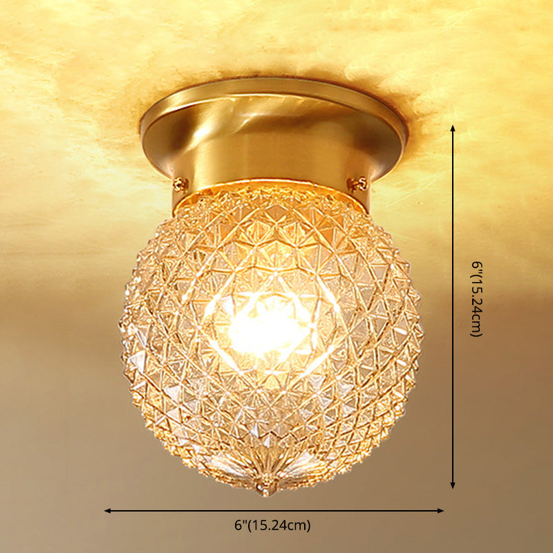 Shaded Glass Ceiling Mount Light Fixture Traditional Aisle Ceiling Mounted Fixture in Gold