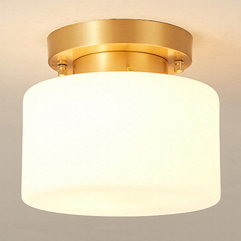 Shaded Aisle Ceiling Mounted Fixture Traditional Glass Gold Close to Ceiling Lighting