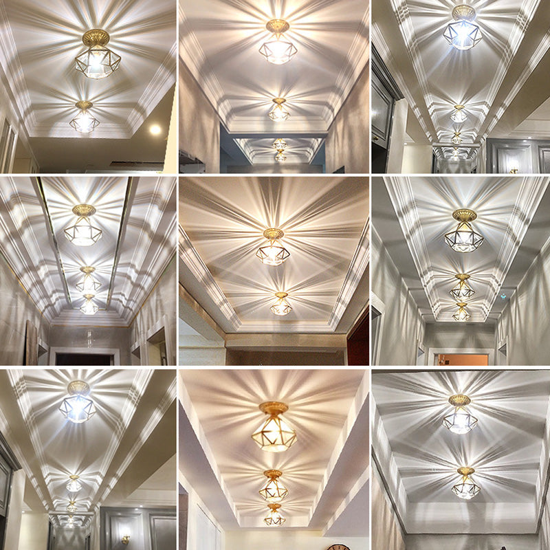 Gouden diamant plafond gemonteerd armatuur simplistisch glazen gangpad plafond gemonteerd licht