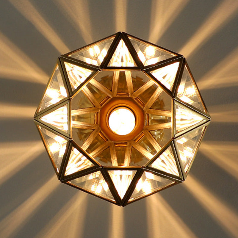 Gold Diamond Ceiling Mounted Fixture Simplistic Glass Aisle Ceiling Mounted Light