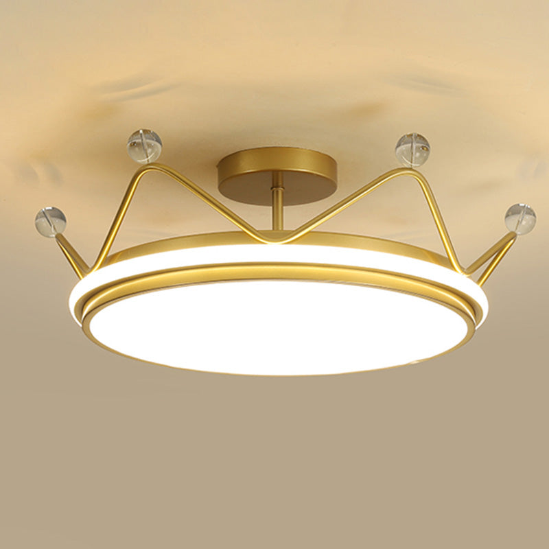 Crown Semi Flush Monte Lampada Acrilico per bambini a filo a soffitto a sfioramento per camera da letto