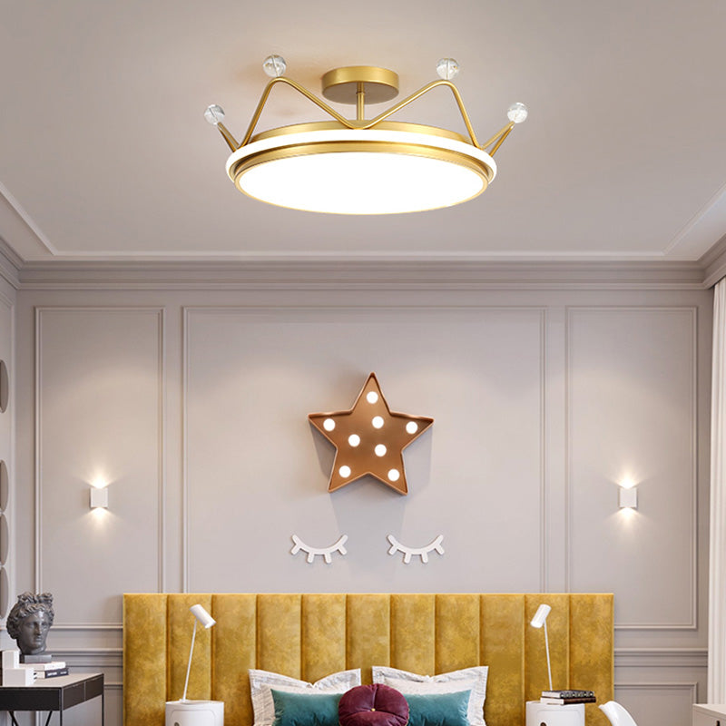 Crown Semi Flush Mount Lightture Acrylic Kids Flush Mount Mound Plafond Lighttures For Bedroom