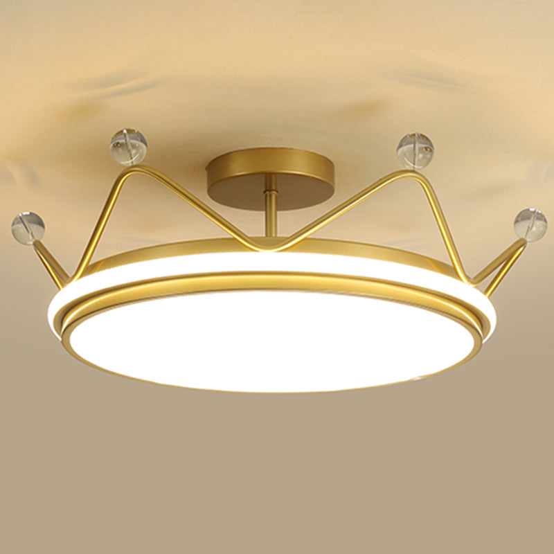 Crown Semi Flush Mount Lighture Acrílico Niños de montaje Flush Techo Accesorios para dormitorio