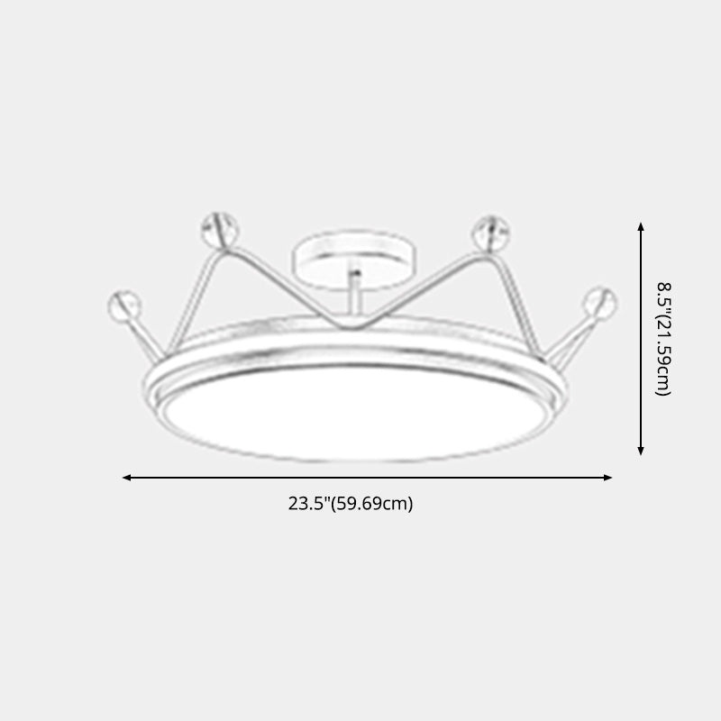 Crown Semi Flush Mount Light Fixture Acrylic Kids Flush Mount Ceiling Light Fixtures for Bedroom