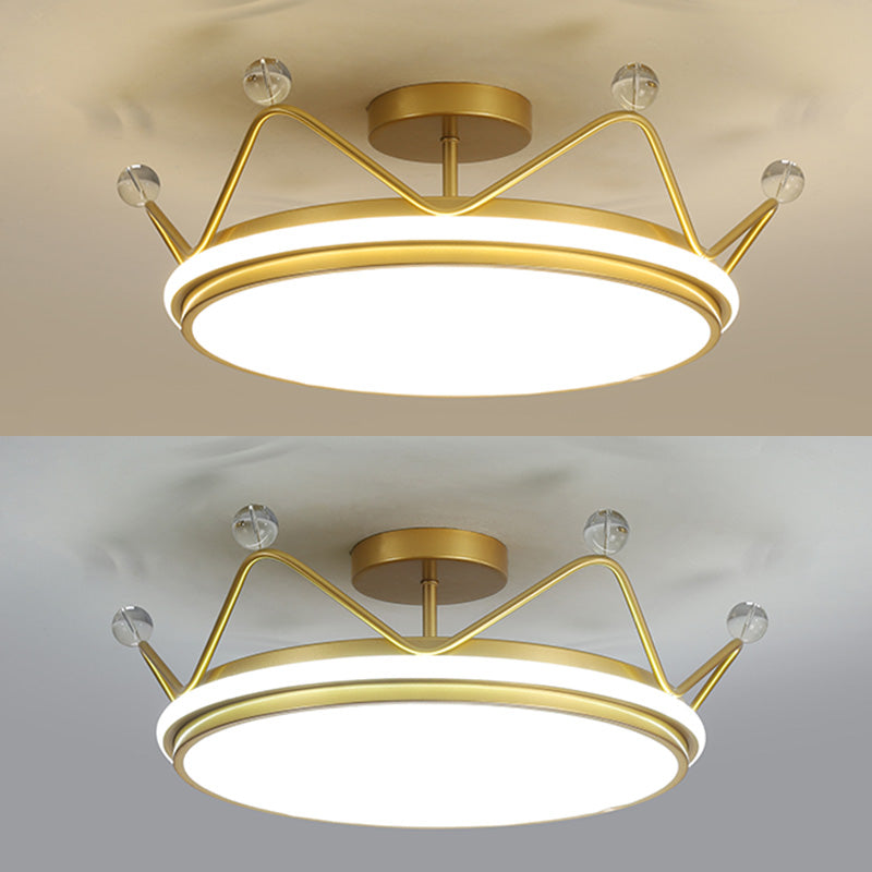 Crown Semi Flush Monte Lampada Acrilico per bambini a filo a soffitto a sfioramento per camera da letto