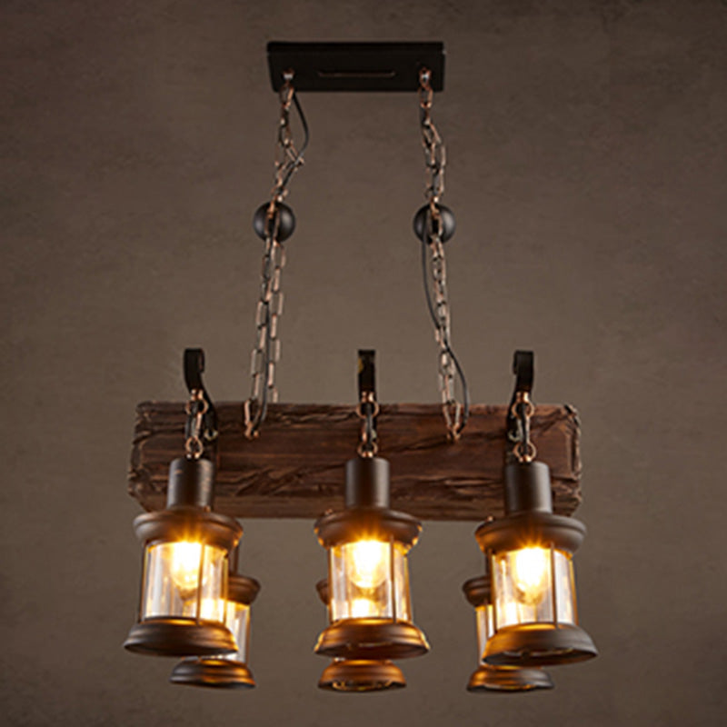 Wood Black Chandelier Pendant Light Shaded Vintage Style Pendant Lighting Fixture