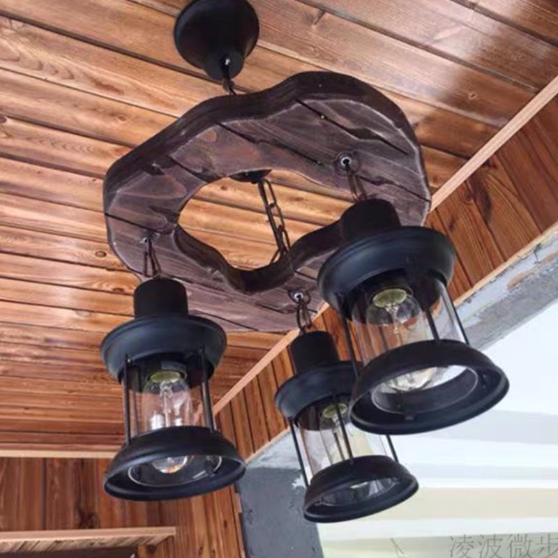 Lampadella nera in legno a pendente a sospensione ombreggiata ombreggiata in stile vintage a sospensione