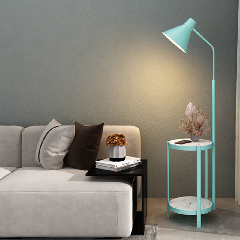 Conical Shade Floor Lamp Macaron Metal 1-Light Living Room Standing Light