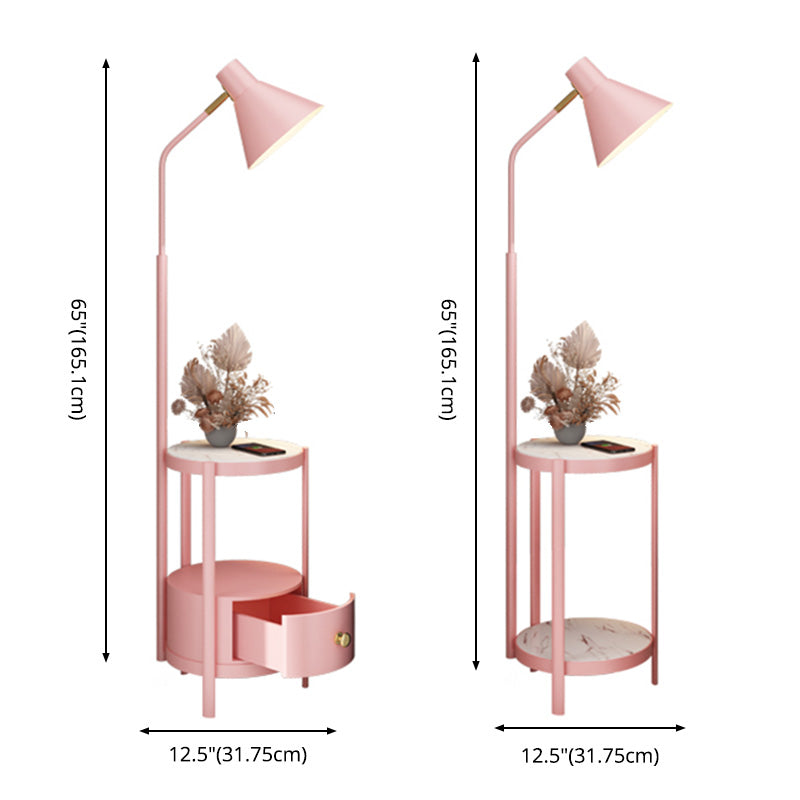 Lámpara de sombra cónica Macaron Metal Sala de estar de 1 luz Luz de pie