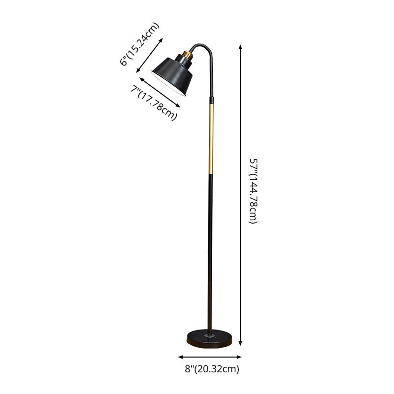 Round Bedside Floor Reading Lamp Metal 1 Head Nordic Standing Light with Gooseneck Arm