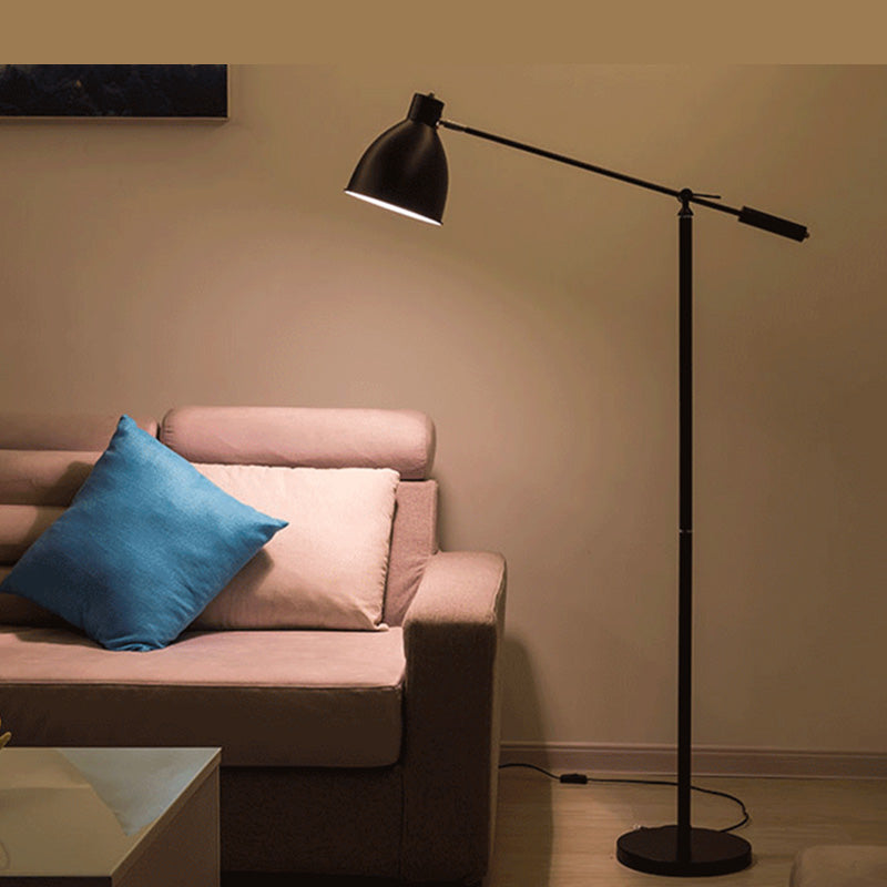 Nordic 1-Light Floor Lamp Balance Arm Task Floor Light with Bell Metal Shade