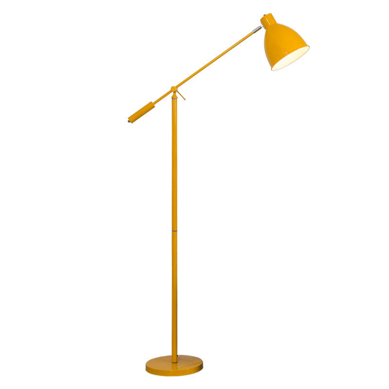 Nordic 1-Light Floor Lamp Balance Arm Task Floor Light with Bell Metal Shade